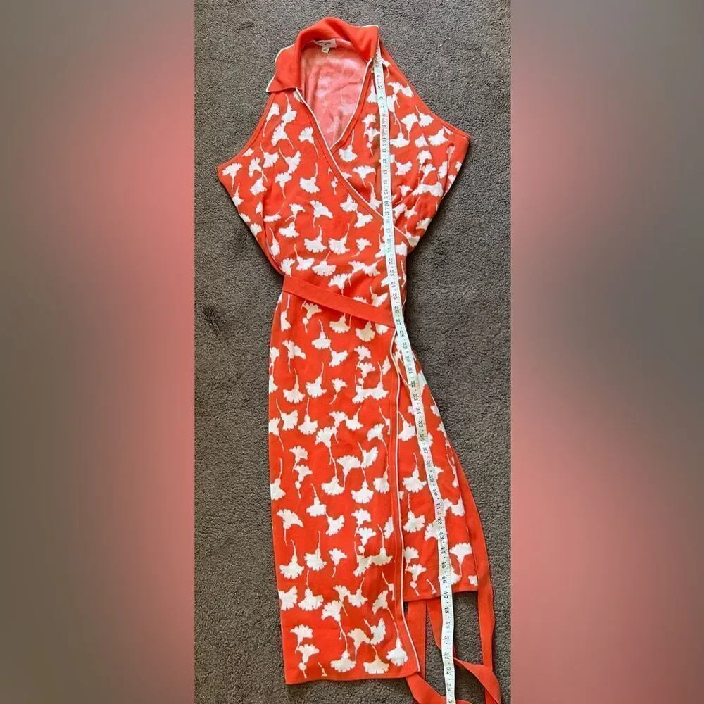 DVF x Target Collared Sleeveless Ginkgo Cherry Tomato Sweaterknit Wrap Dress - Picture 12 of 12